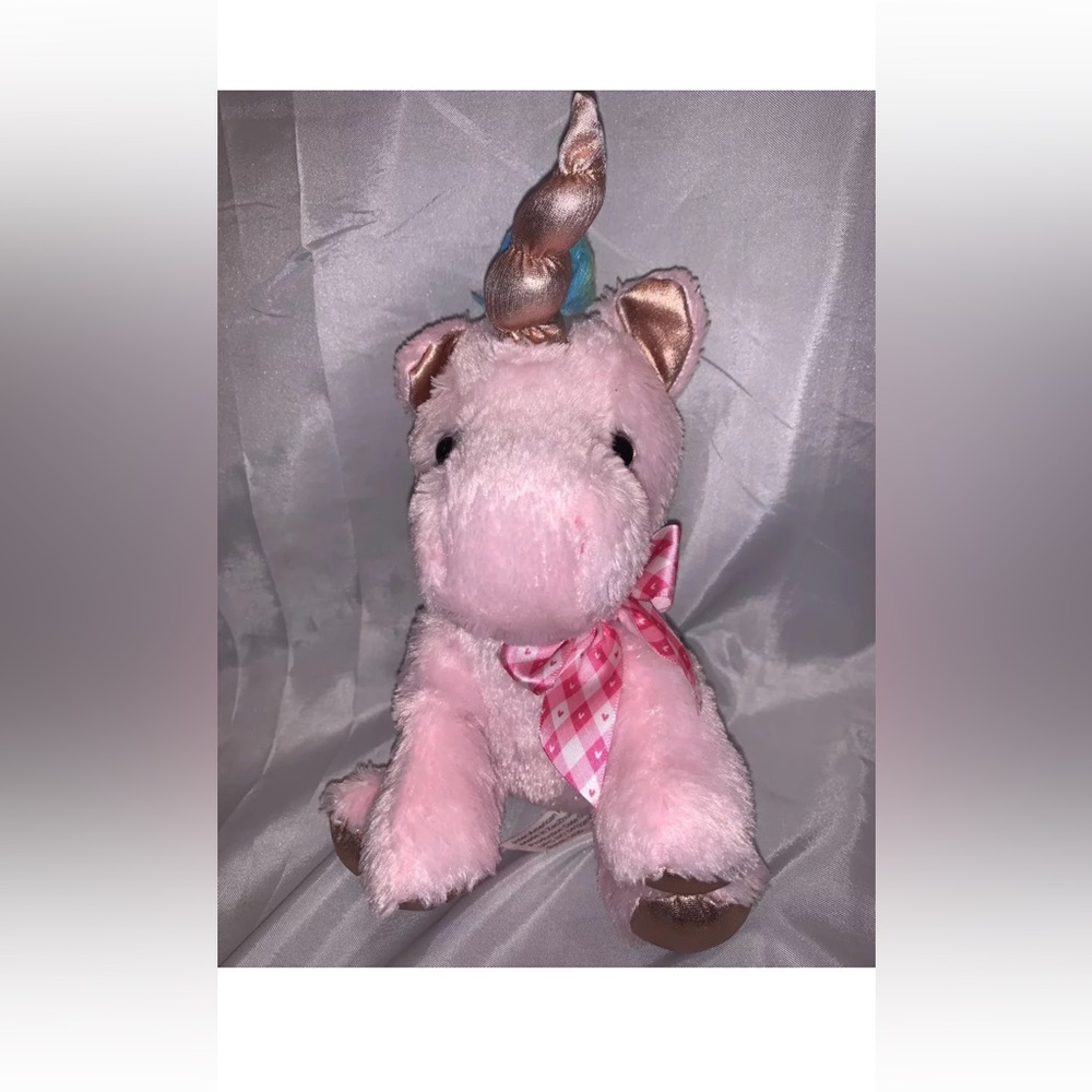 9" Inter American Products Plush Pink Rainbow Mane Unicorn Toy Animal
